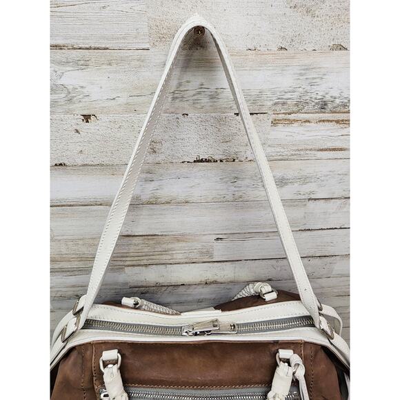 Gryson Olivia Brown "Skye" Made In Italy Two Toned Leather Satchel Bag - Picture 10 of 16